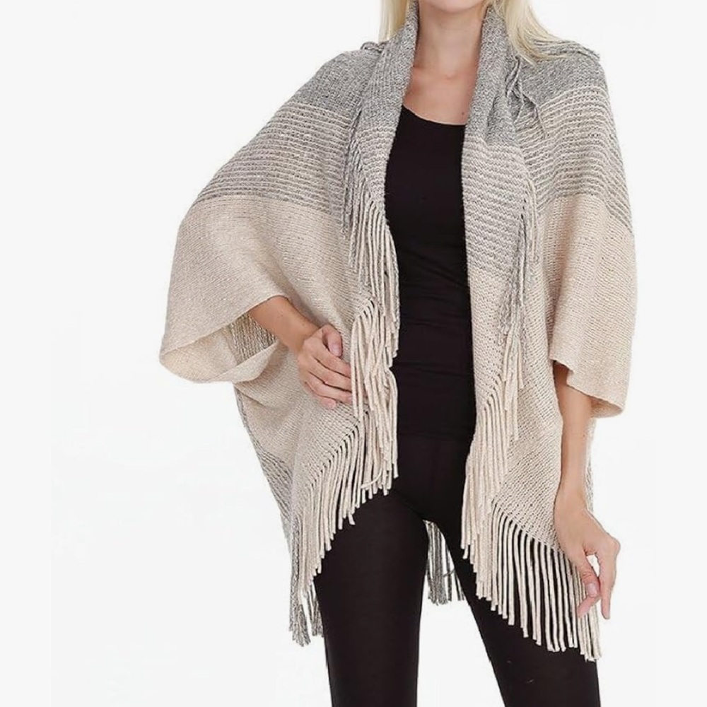 NWT Mintee 16 Loose Knitted Bat Sleeve Cocoon Fringe Sweater SZ Small Medium‎